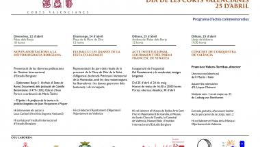 Programació d’actes amb motiu del 25 d’Abril, Dia de les Corts Valencianes Programació d’actes amb motiu del 25 d’Abril, Dia de les Corts Valencianes